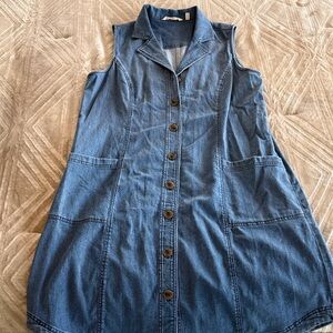 Soft Surroundings Sleeveless Denim Button-Up Dress